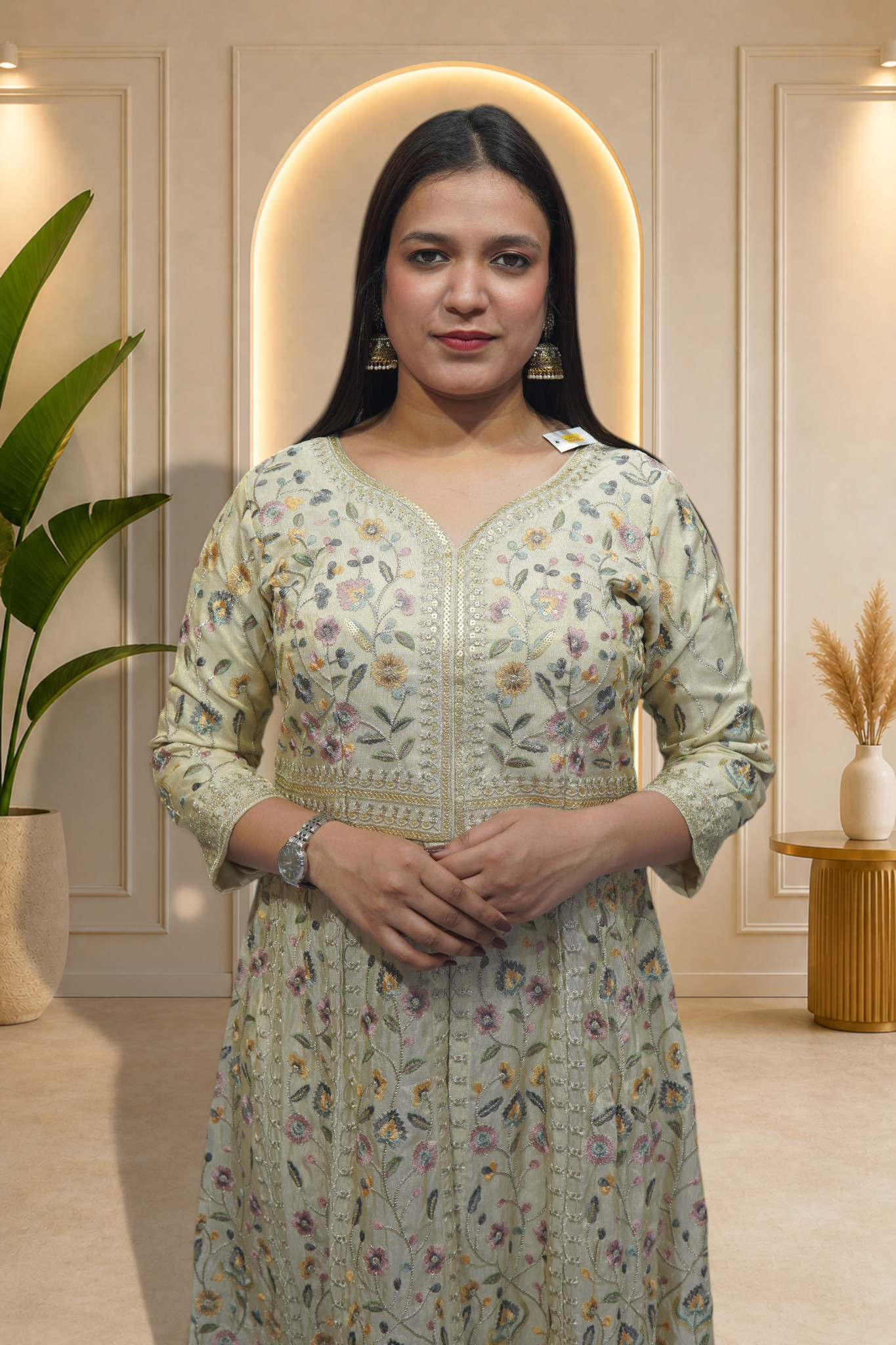 Ivory Pearl-Encrusted Sharara Set