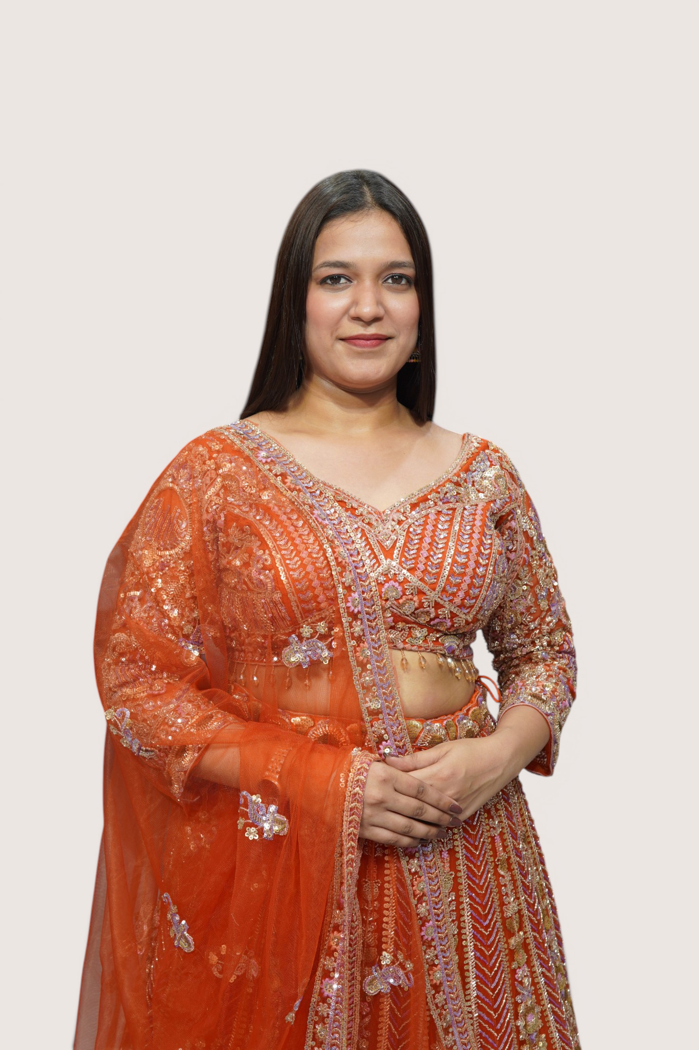 Radiant Tangerine Zari Embellished Lehenga Set