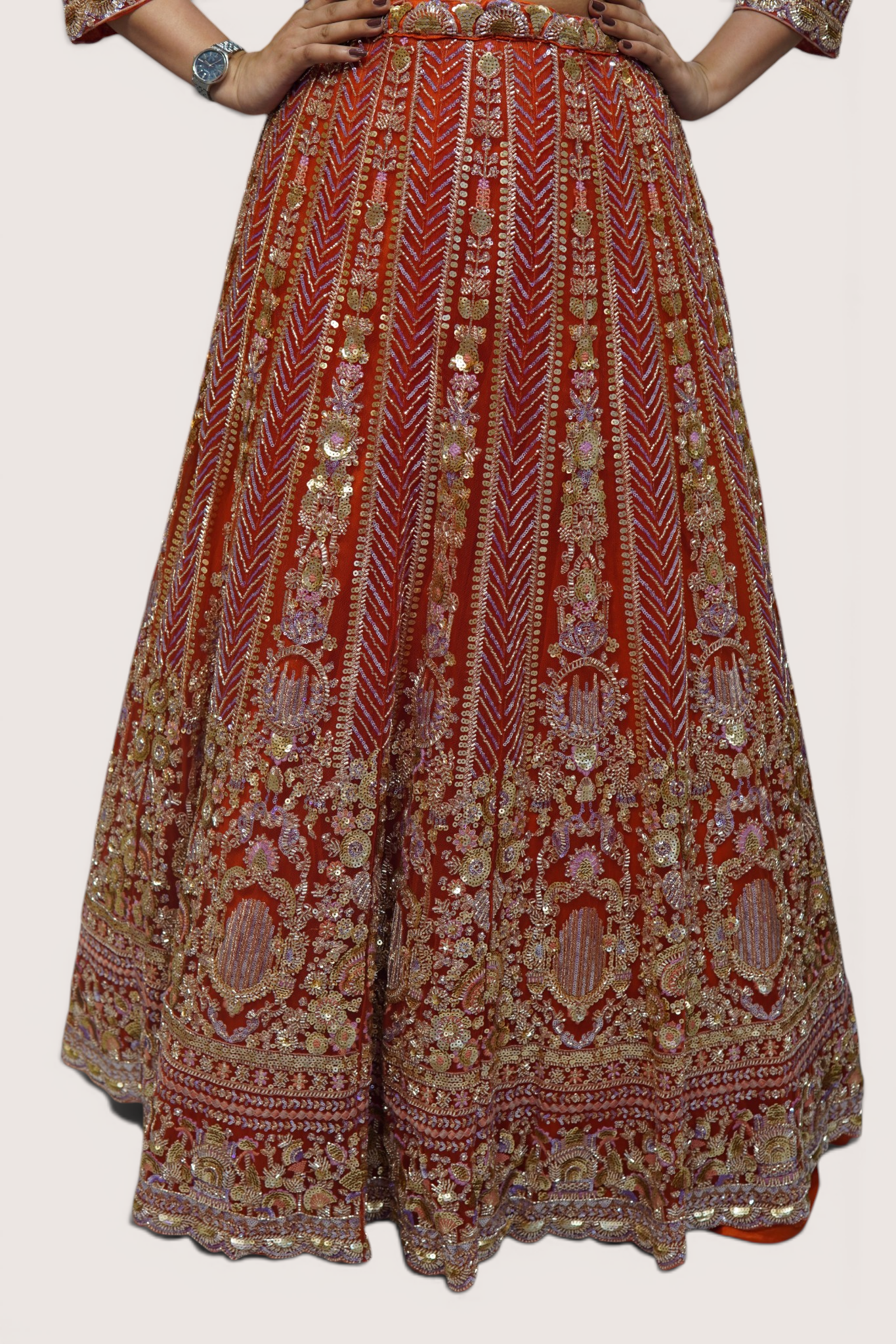 Radiant Tangerine Zari Embellished Lehenga Set