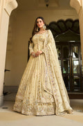 Buttercream Ivory Mirror-Work Layered Anarkali & Skirt Set