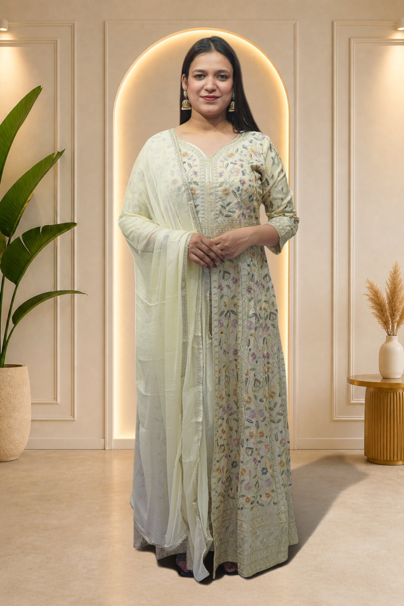 Ivory Pearl-Encrusted Sharara Set