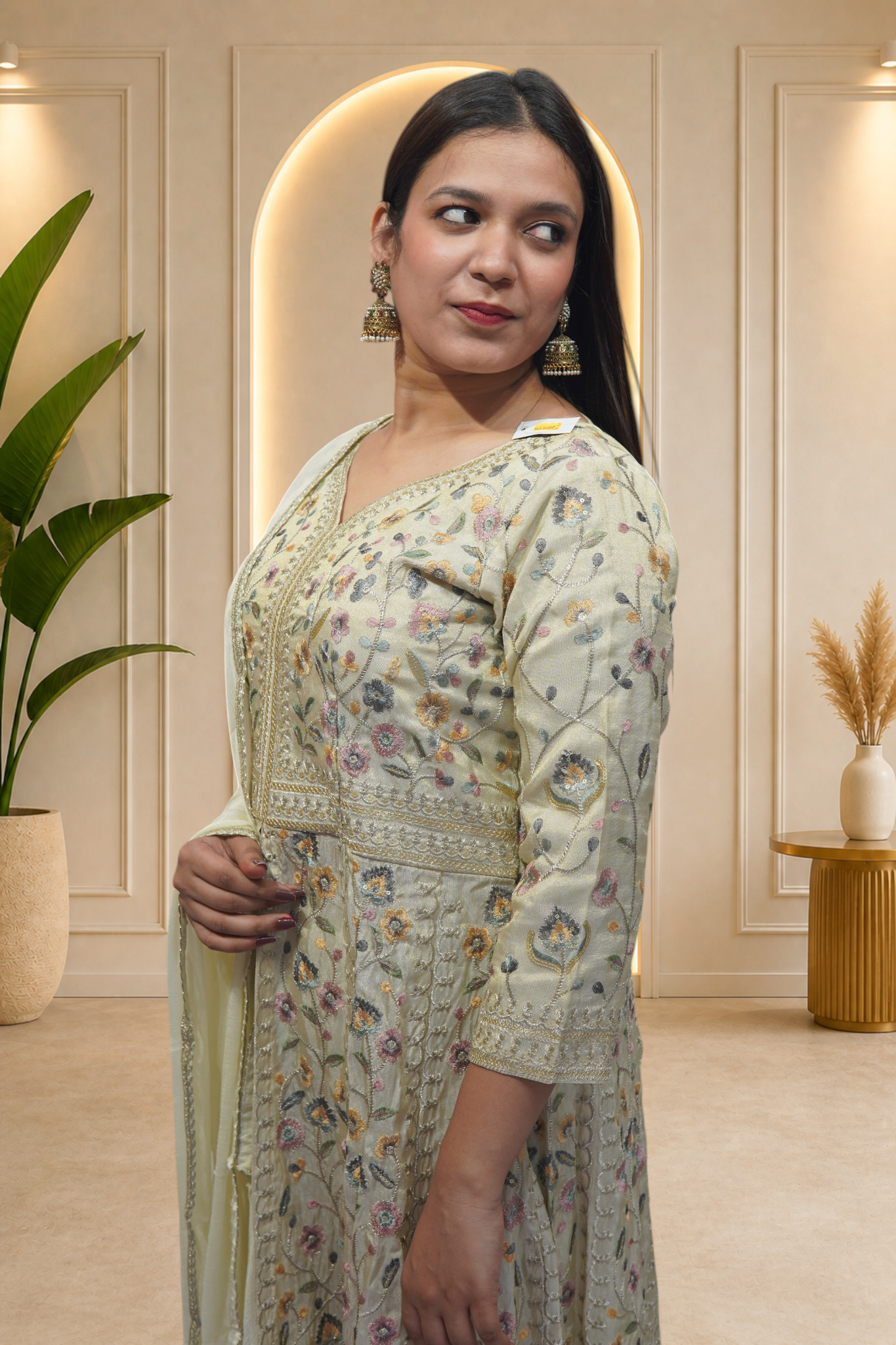 Ivory Pearl-Encrusted Sharara Set