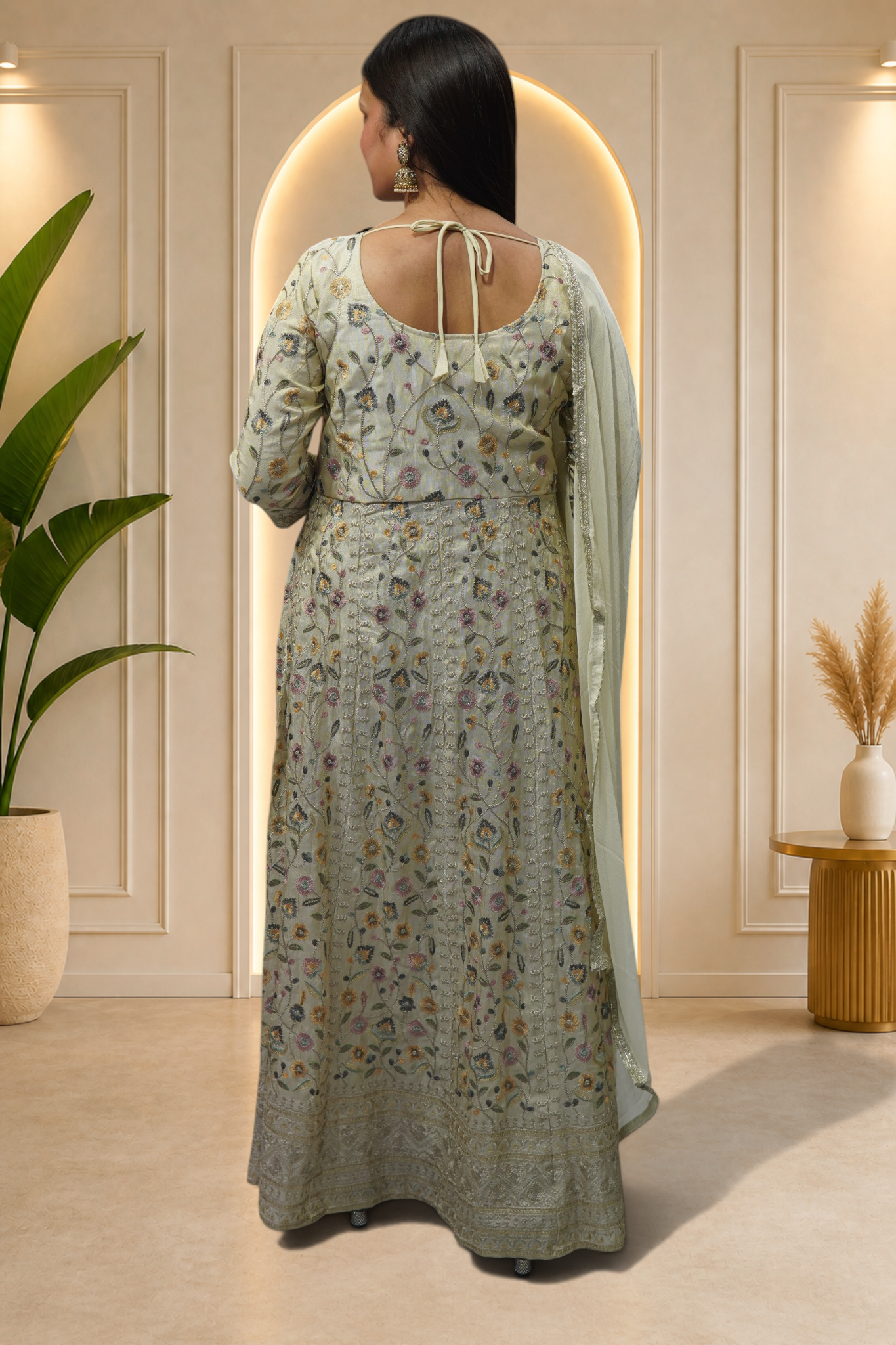 Ivory Pearl-Encrusted Sharara Set